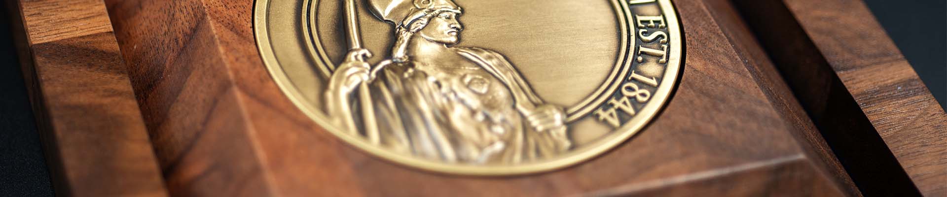 Brass Medallion in Wood Box
