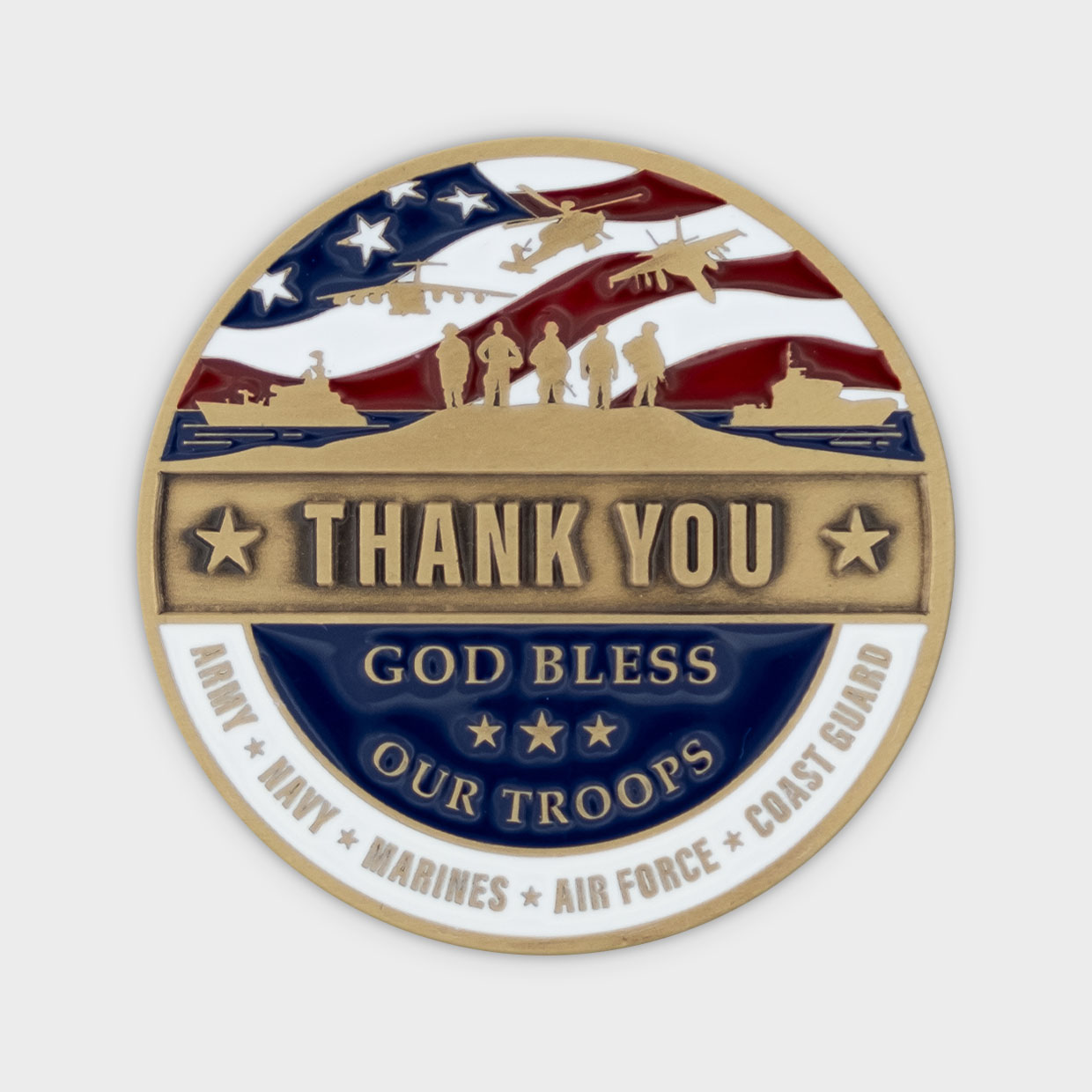 Thank You God Bless Our Troops Coin