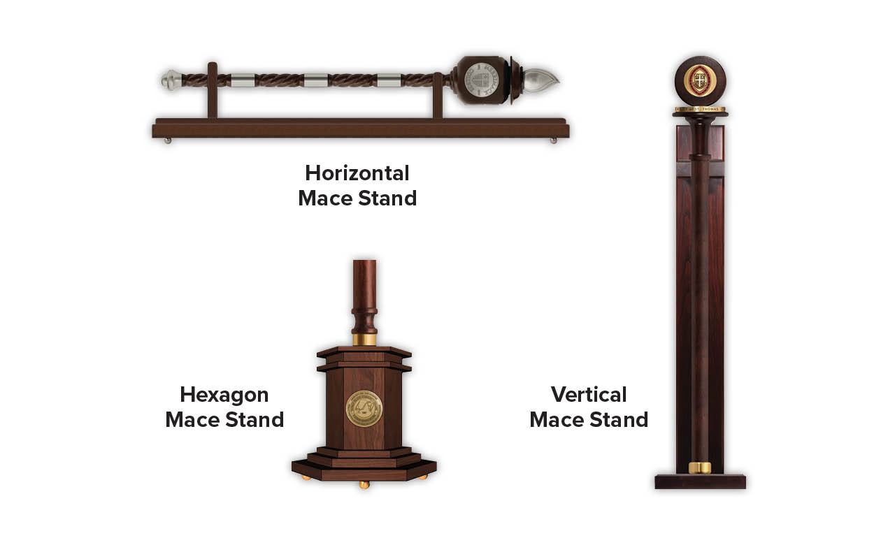 Horizontal, hexagon and vertical mace stands