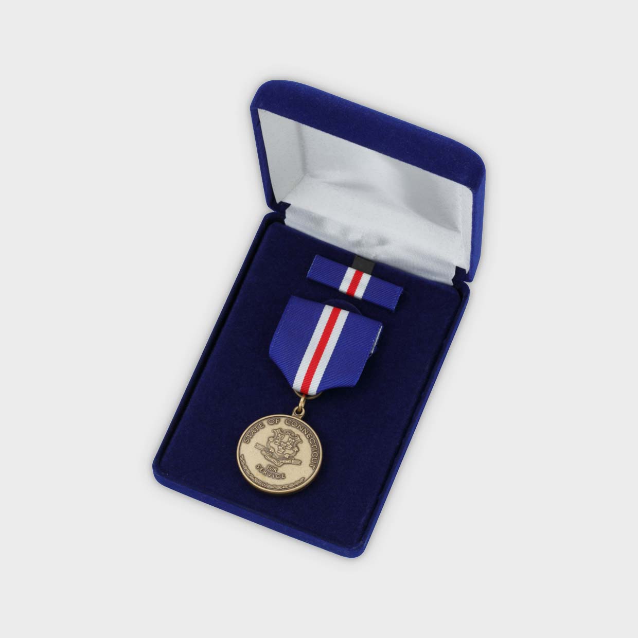 Blue Velvet Drape Medal Box Close Up