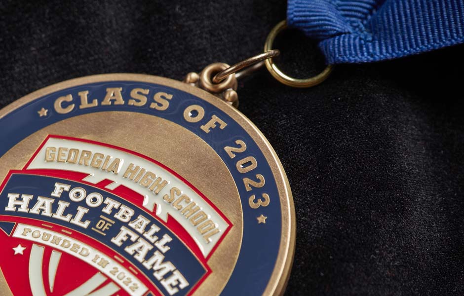 Georgia High School HOF Brass Medal with Color Enamel