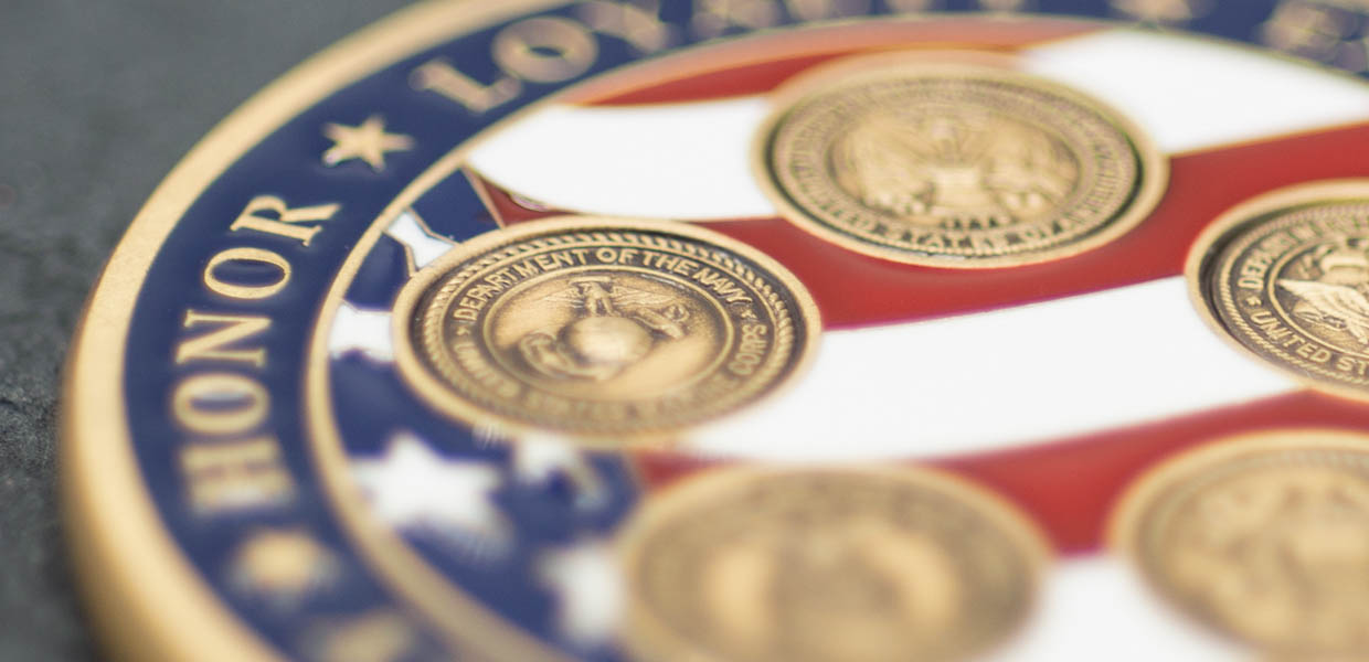 Brass Challenge Coin with American Flag